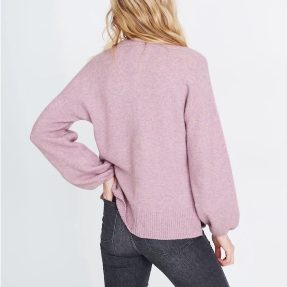 MADEWELL Payton Pullover Sweater in Coziest Yarn Heather Lilac Size Large Wool - Picture 2 of 9
